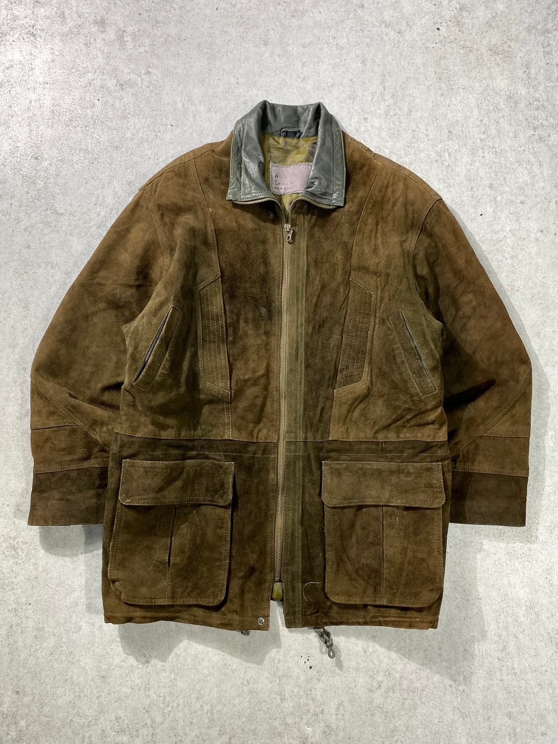 [L] 90s Vintage 빈티지 리얼 레더 스웨이드 집업 코트 상품이미지1