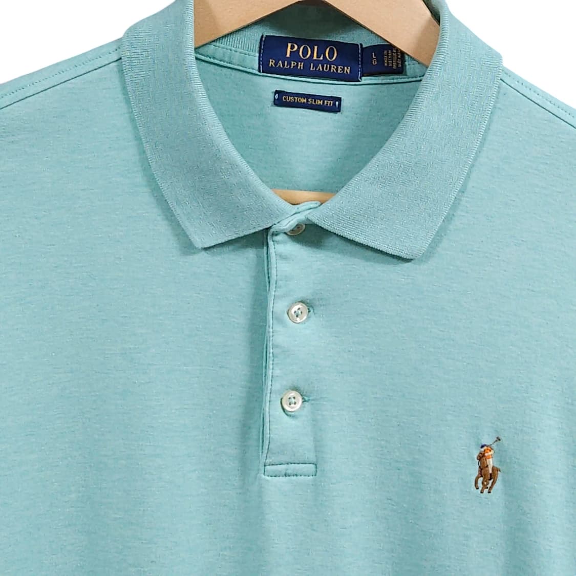105)POLO 폴로 피마코튼 반팔 카라티 커스텀슬림핏 민트 상품이미지2