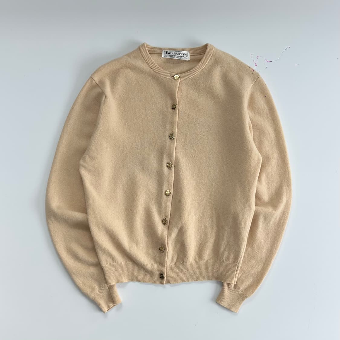 Burberrys 버버리 금장로고 버튼 코랄베이지 니트 가디건 상품이미지3