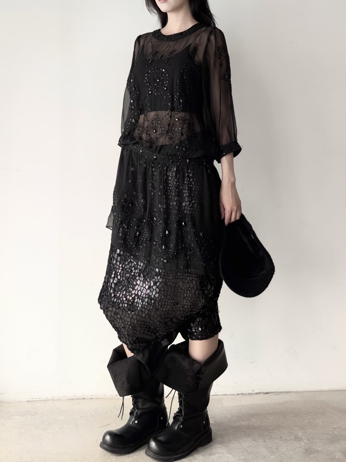 Tunic beads sheer ops / black 상품이미지6