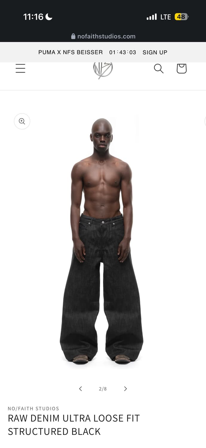 RAW DENIM ULTRA LOOSE FIT STRUCTURED BLA 상품이미지2