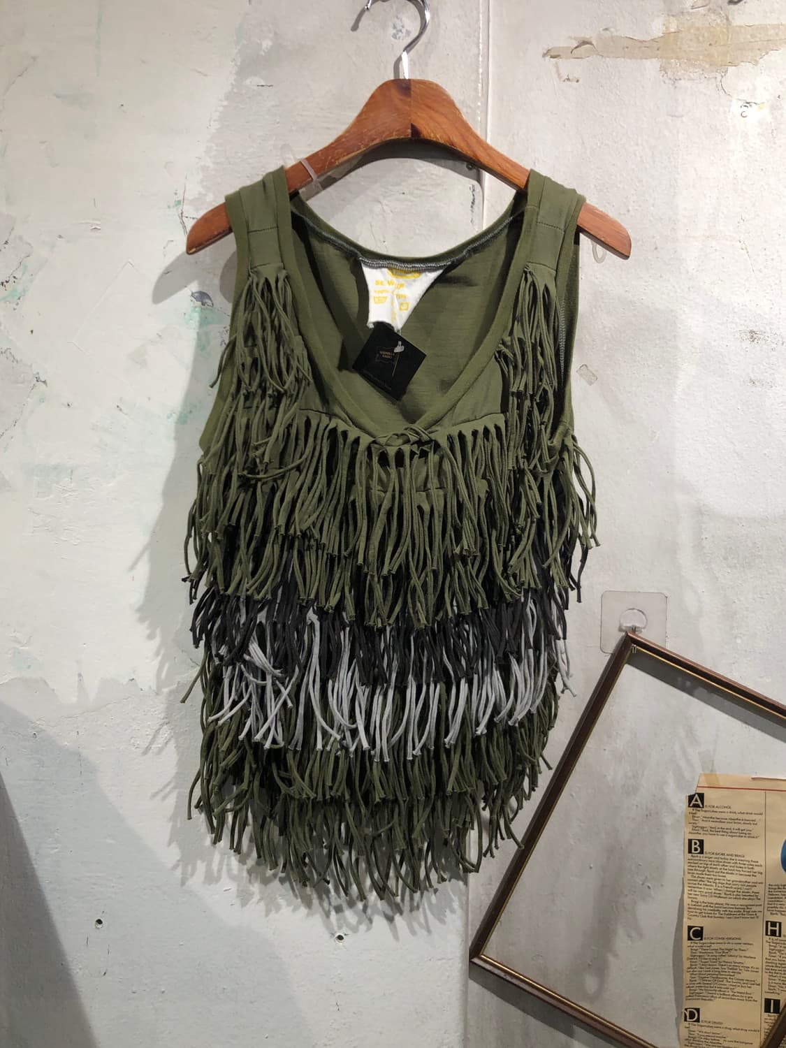 [2656]khaki fringe sleeveless top 상품이미지4