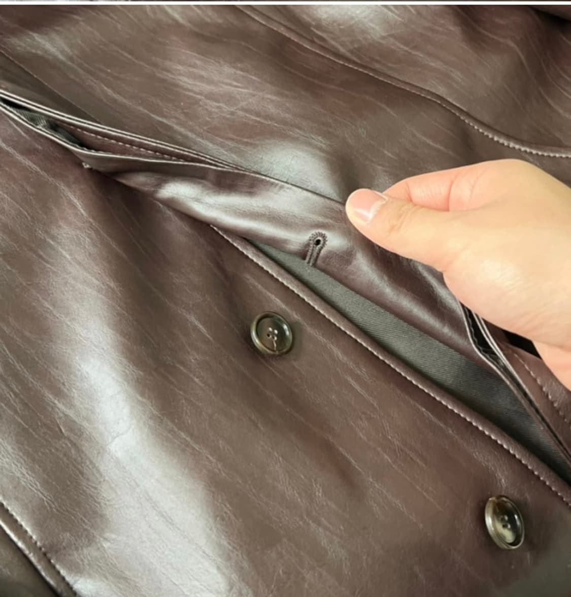 르마드 비건 레더 절개 자켓 (브라운) 상품이미지3
