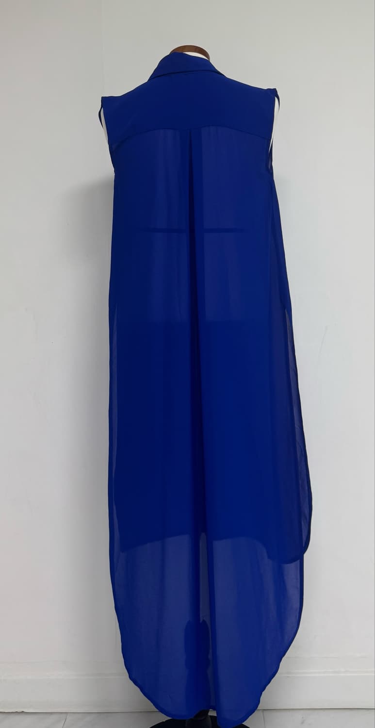 새틴 롱 셔츠 푸른색 프리 상품이미지2