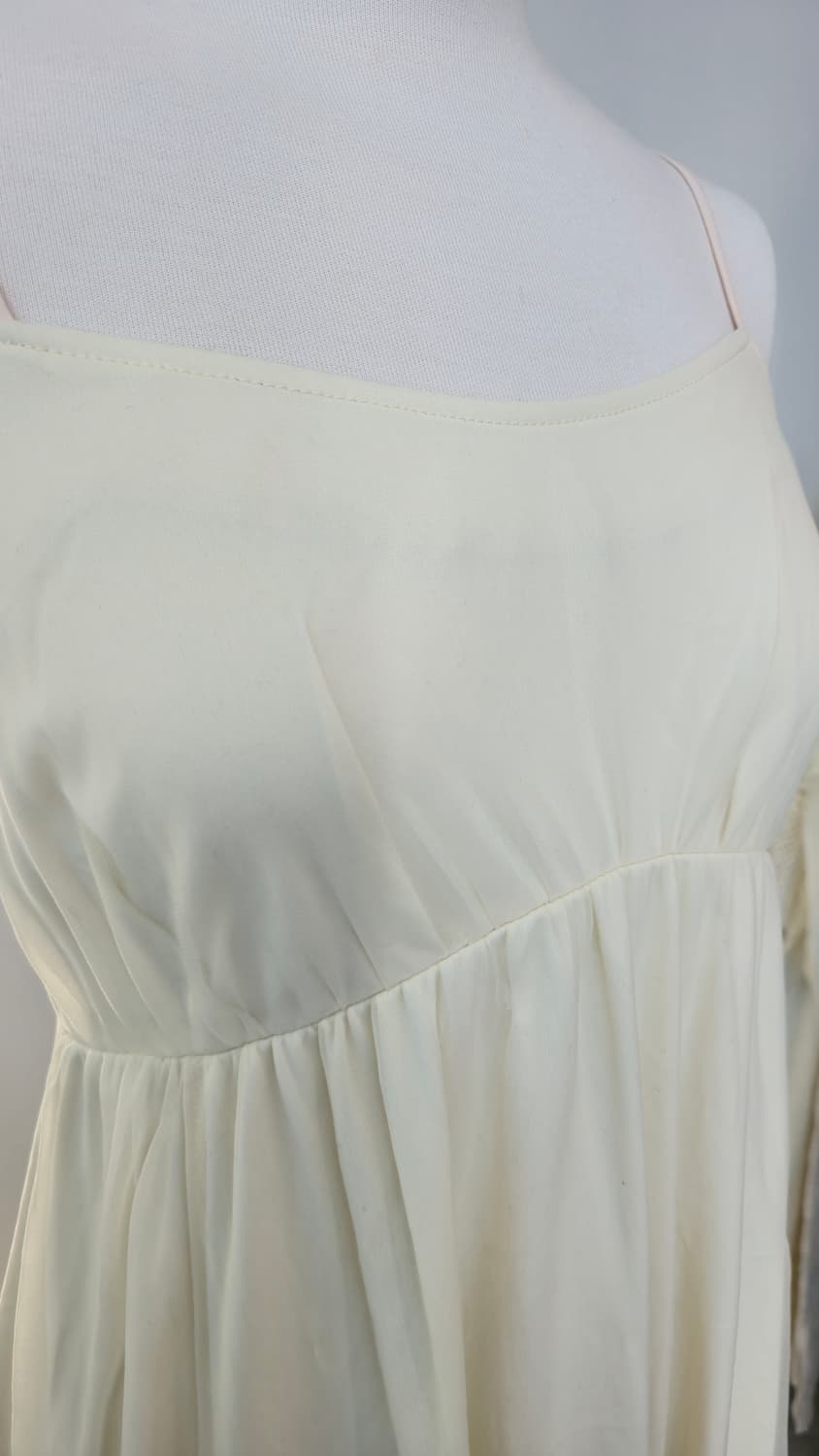 헤더 쉬폰 롱 원피스 F 아이보리 나시 뷔스티에 셔링 상품이미지6