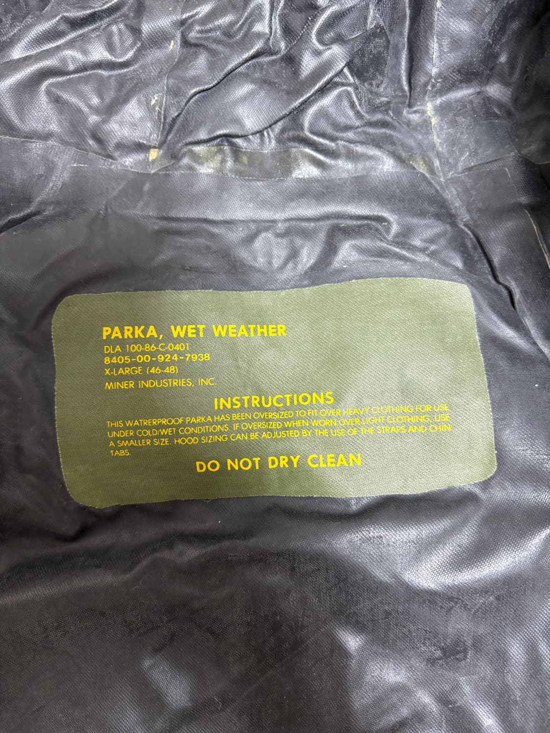 1970‘s 베트남전 미군 웻웨더 파카(우의, 자켓) XL 상품이미지8