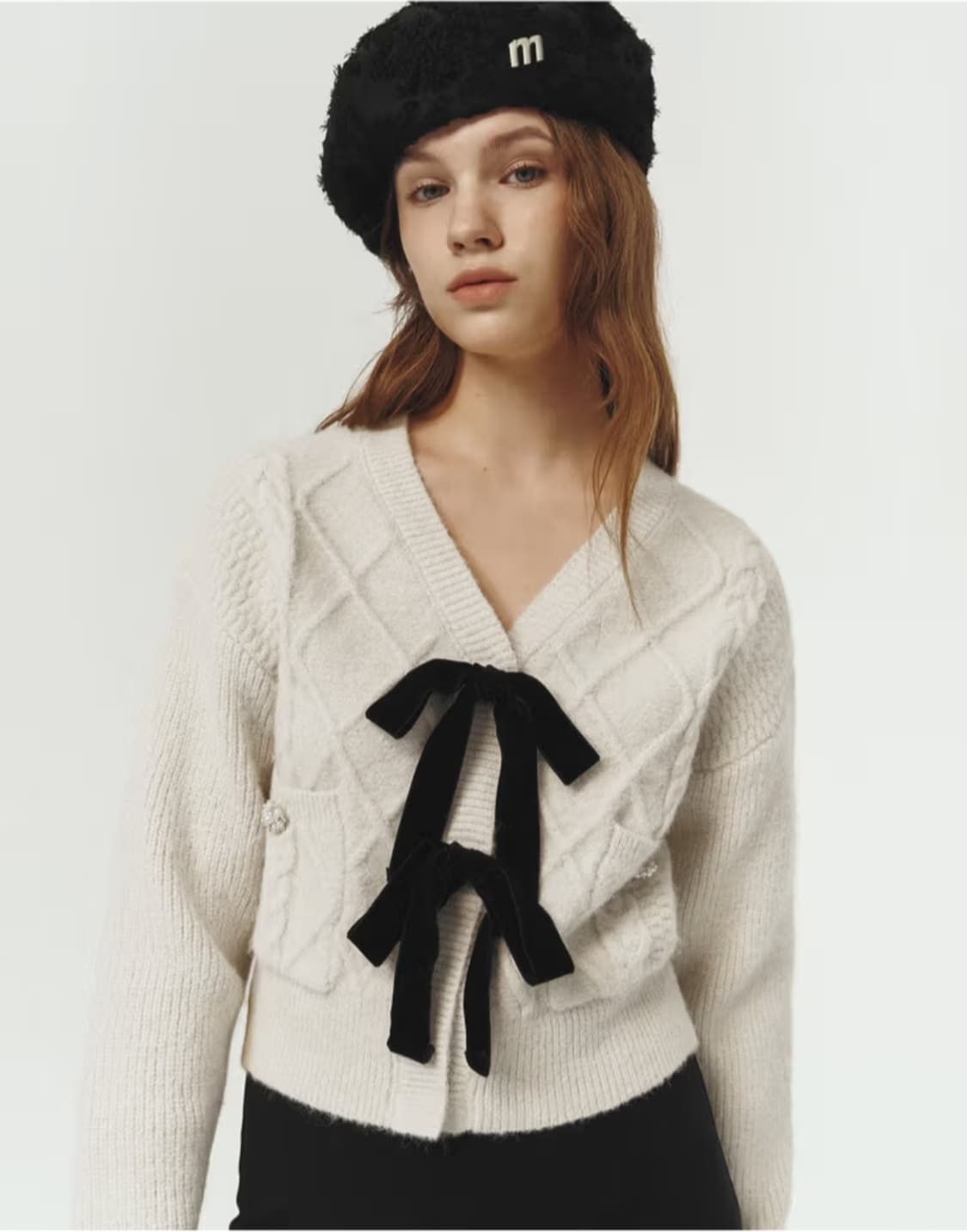 마리끌레르 울 리본 가디건 55사이즈 상품이미지1