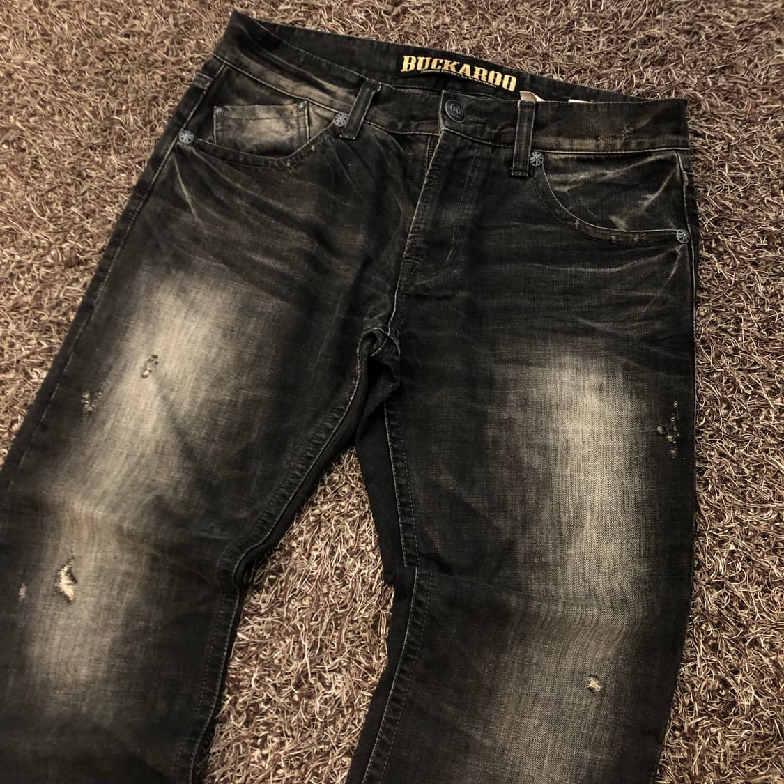 32 버커루 흑청 워싱 디스 데미지진 데님 팬츠 상품이미지2