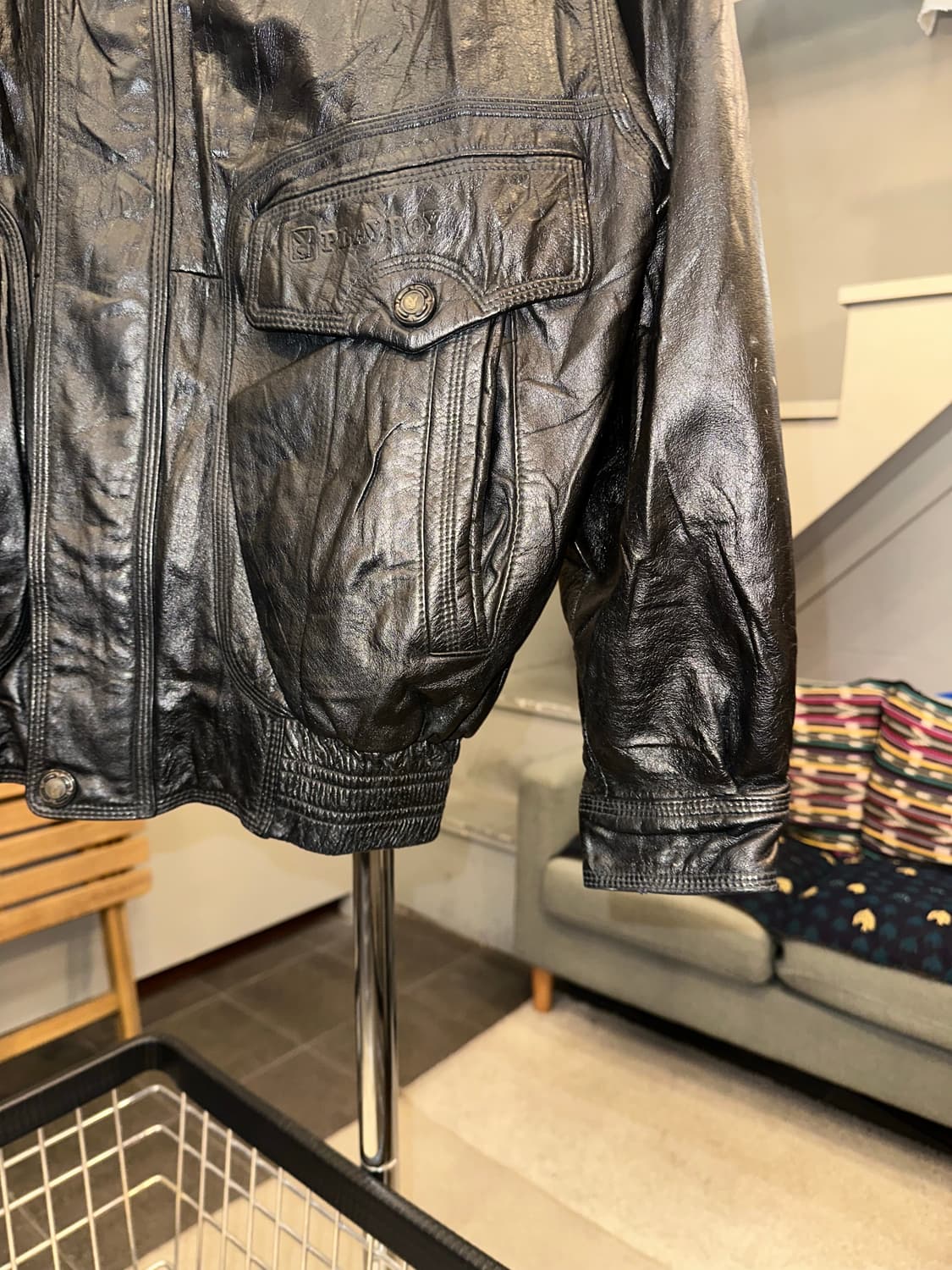 90’s Play Boy genuine leather bomber JK 상품이미지8