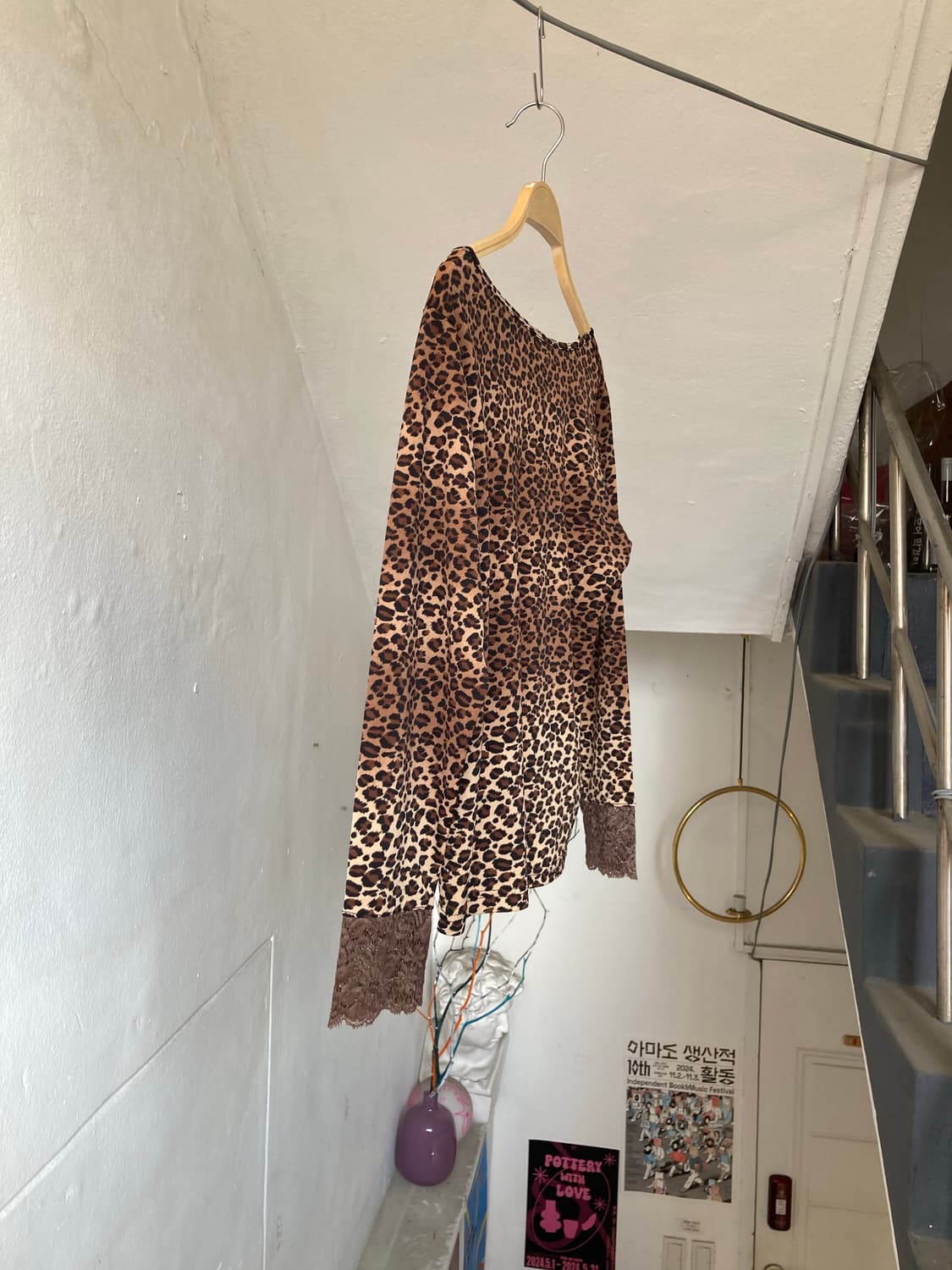 호피 스퀘어넥 레이스 베이직 탑 상품이미지7