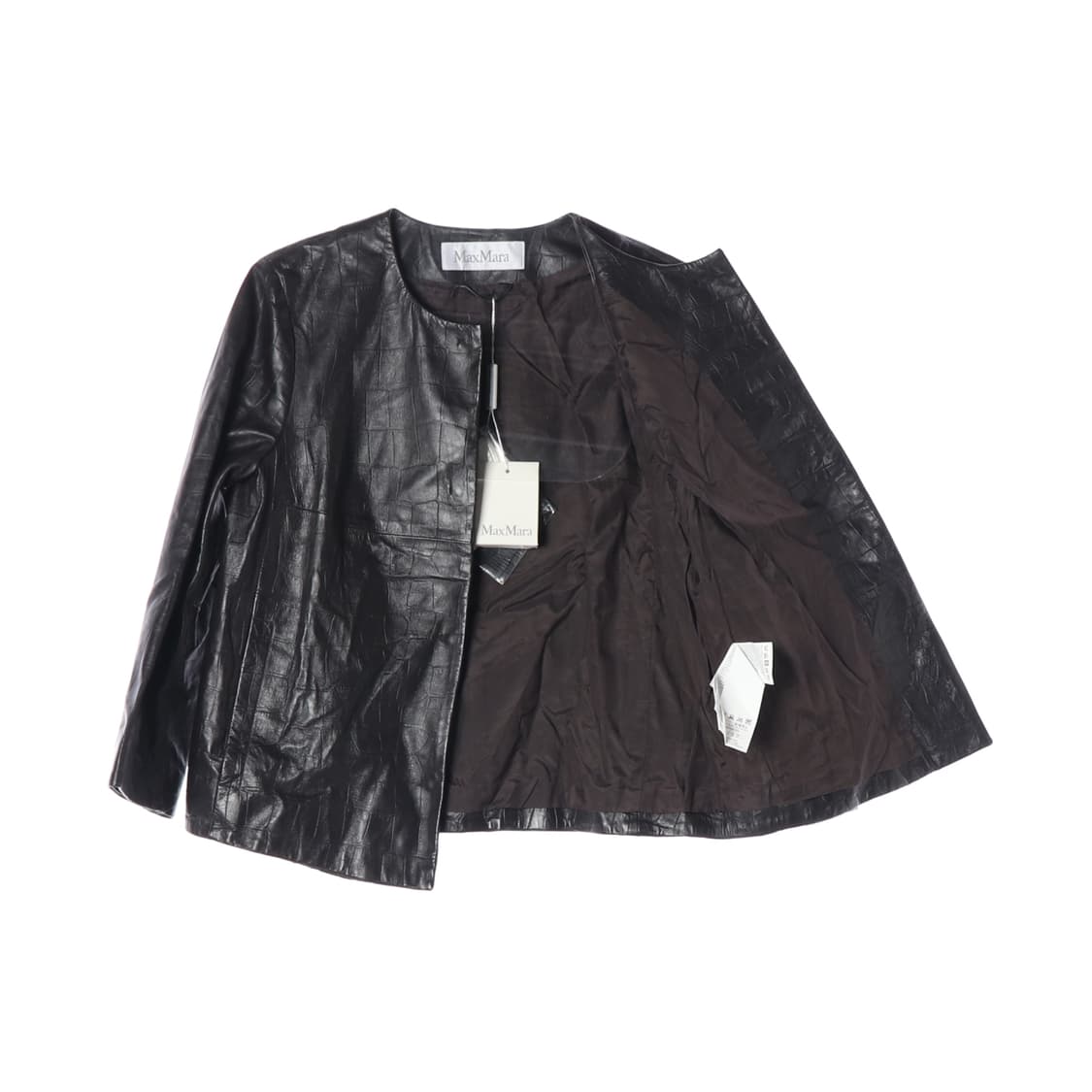 (새상품)[XS]막스마라 송아지가죽 노카라 레더 가죽 자켓 셋업 재킷
 상품이미지4