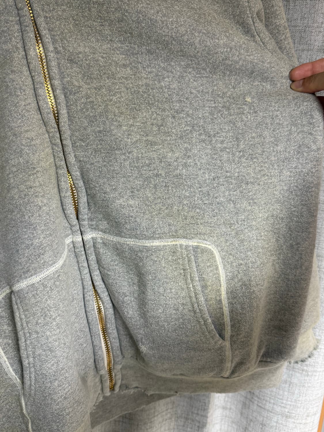 [2]아프레쎄 24fw 빈티지 후드집업 그레이 상품이미지3