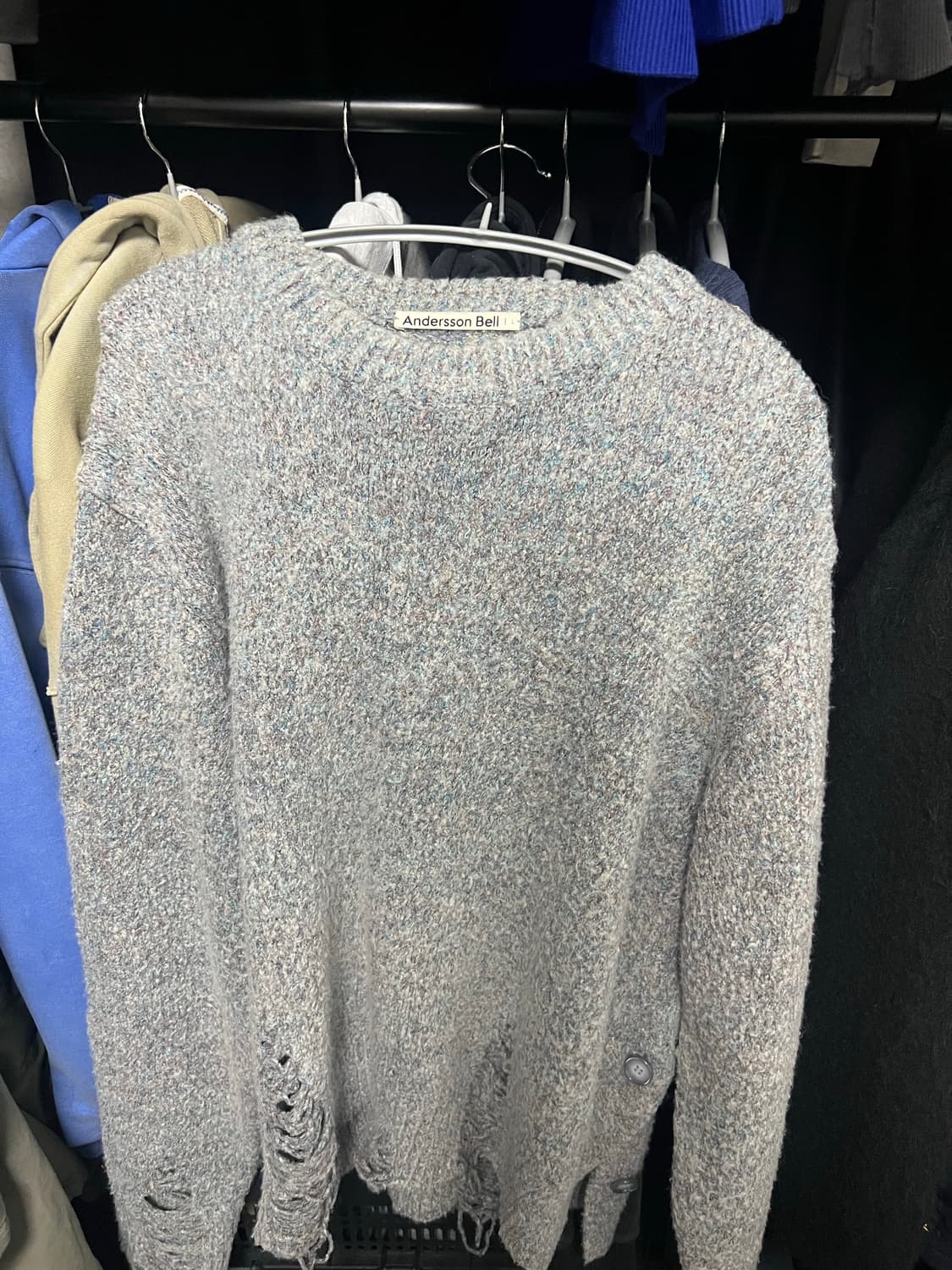 L) 앤더슨벨 데미지 크루넥 니트 상품이미지2