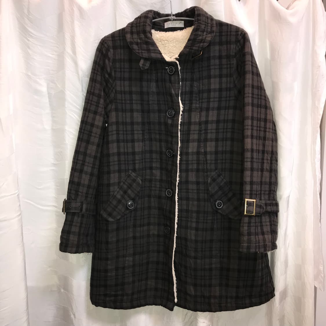 Theoria 라떼갸루 하구미 로걀 양털 체크 코트 상품이미지2