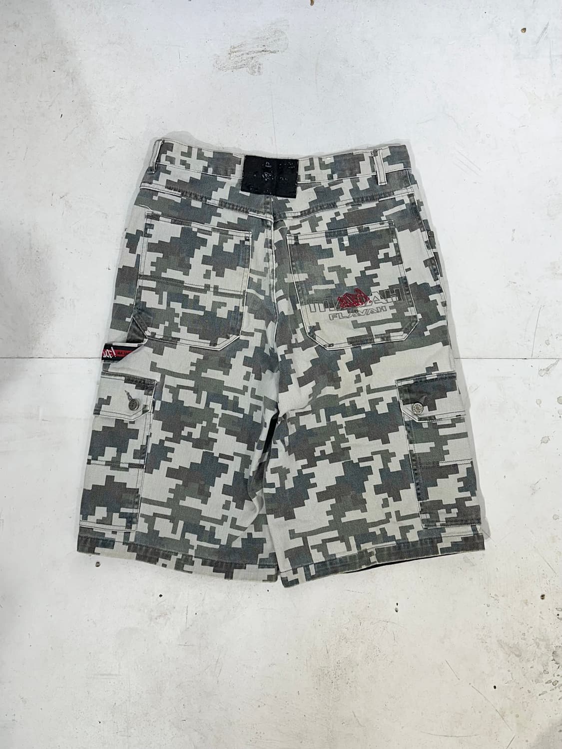 00s 마자 플라바 힙합 팬츠 밀리터리 카모 데님 반바지 버뮤다 팬츠 상품이미지5