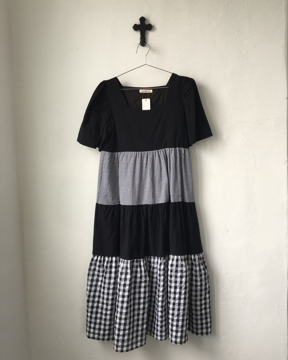 Check pattern mixed layer onepiece 상품이미지2