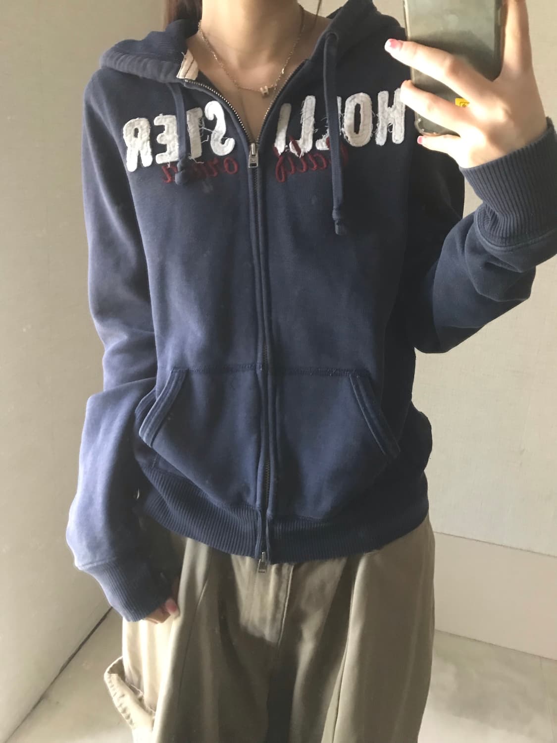 홀리스터 네이비 투웨이 후드집업 상품이미지5