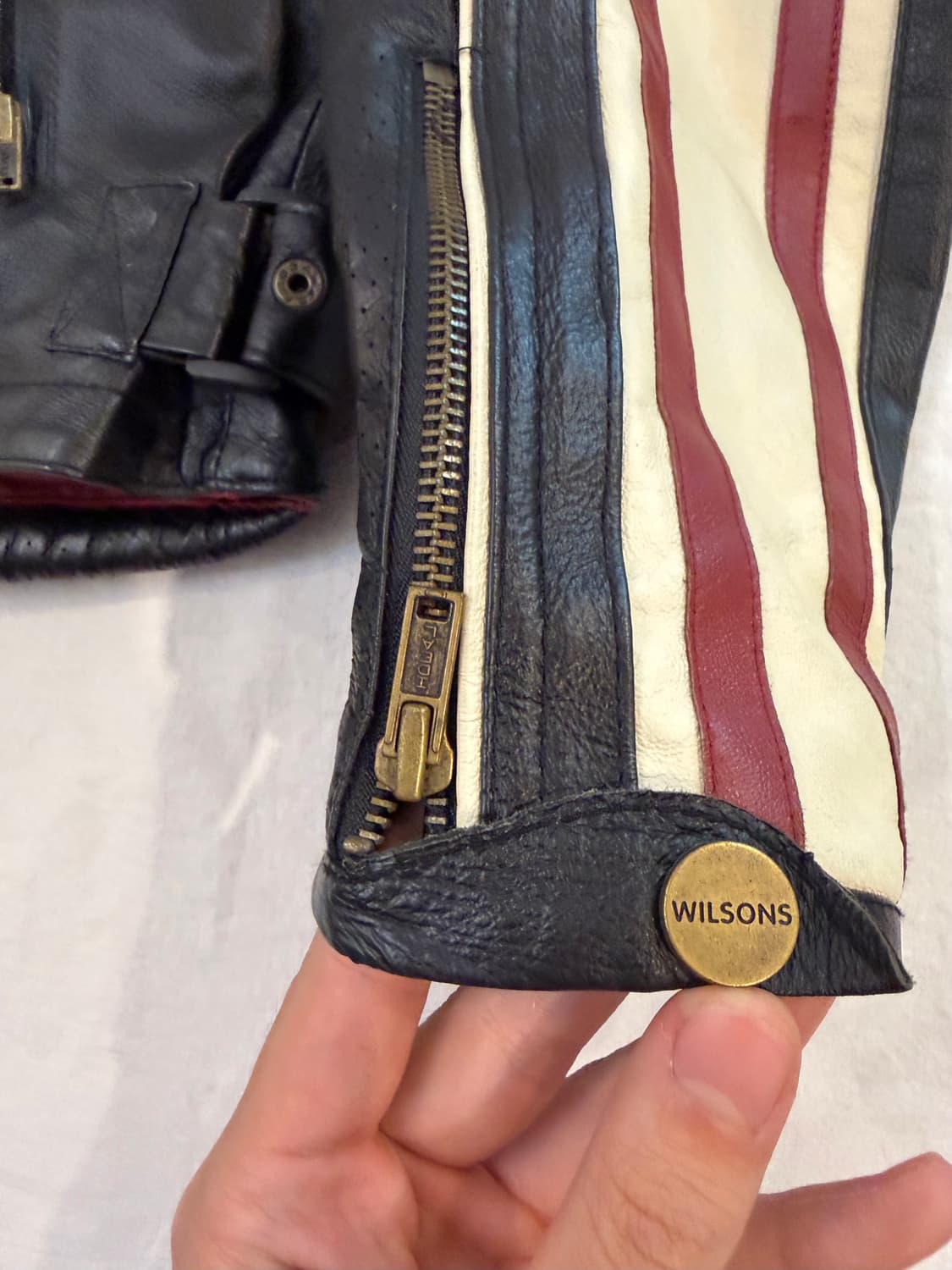 윌슨 레더 레이싱 소가죽 스트라이프 라이더 자켓 상품이미지2