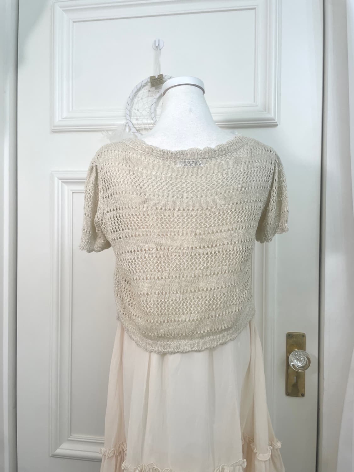 beige glitter mini crochet bolero 상품이미지5