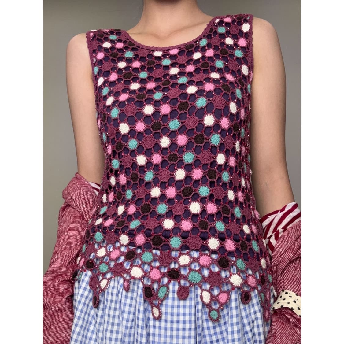 빈티지 핑크 크로셰 슬리브리스 상품이미지1