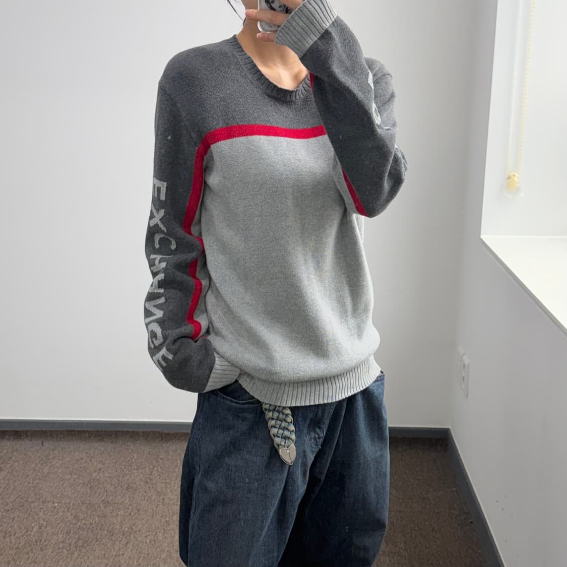 Armani exchange 아르마니 사이드 로고 그레이 니트 상품이미지2