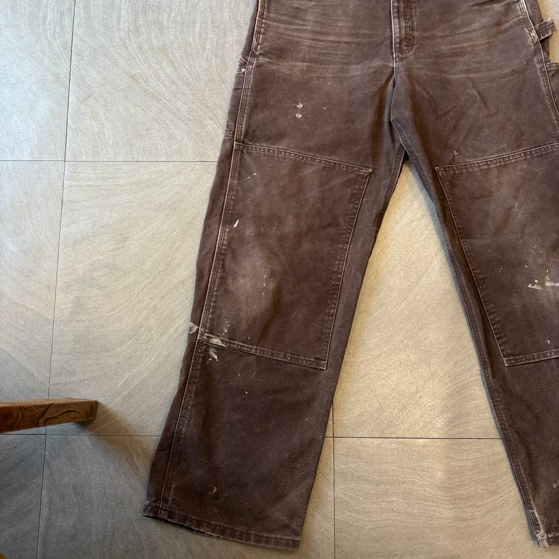 칼하트 R06 덕 캔버스 오리지널 브라운 더블니 오버롤 상품이미지3