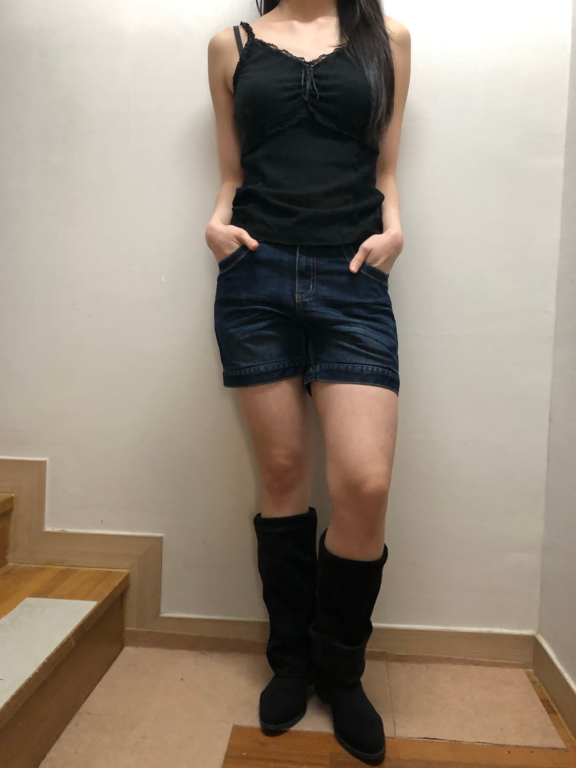 빈티지 블랙 레이스 슬리브리스 상품이미지5