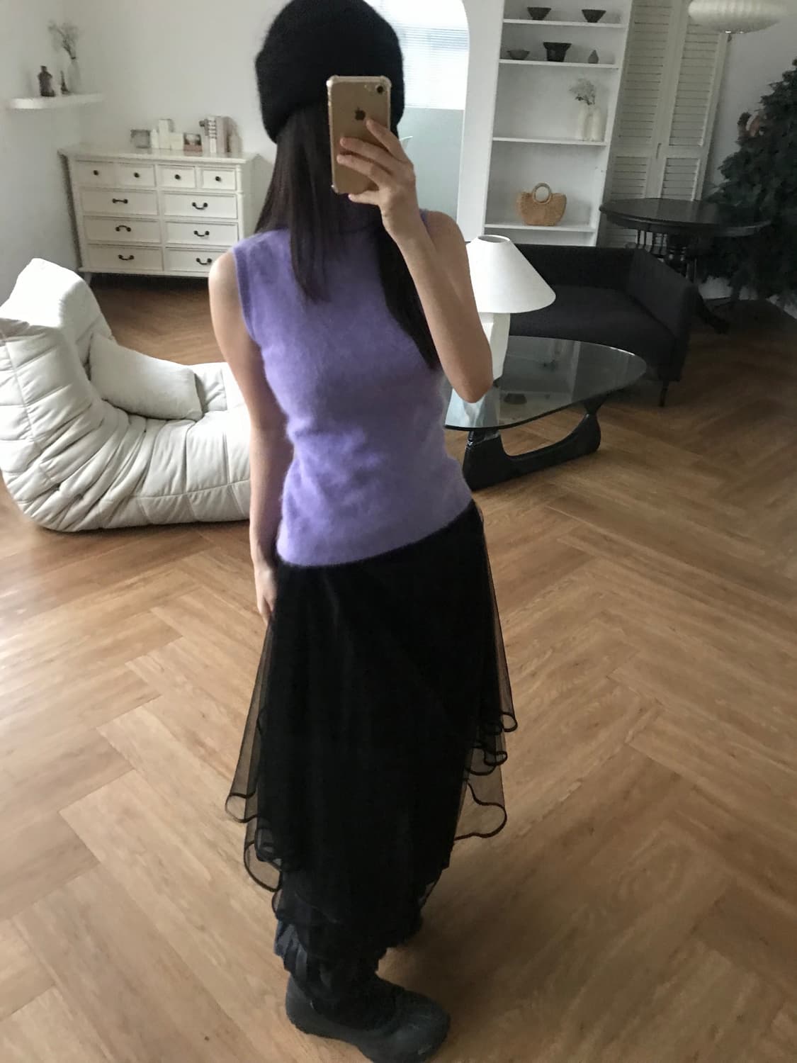 vintage black sha skirt 상품이미지4