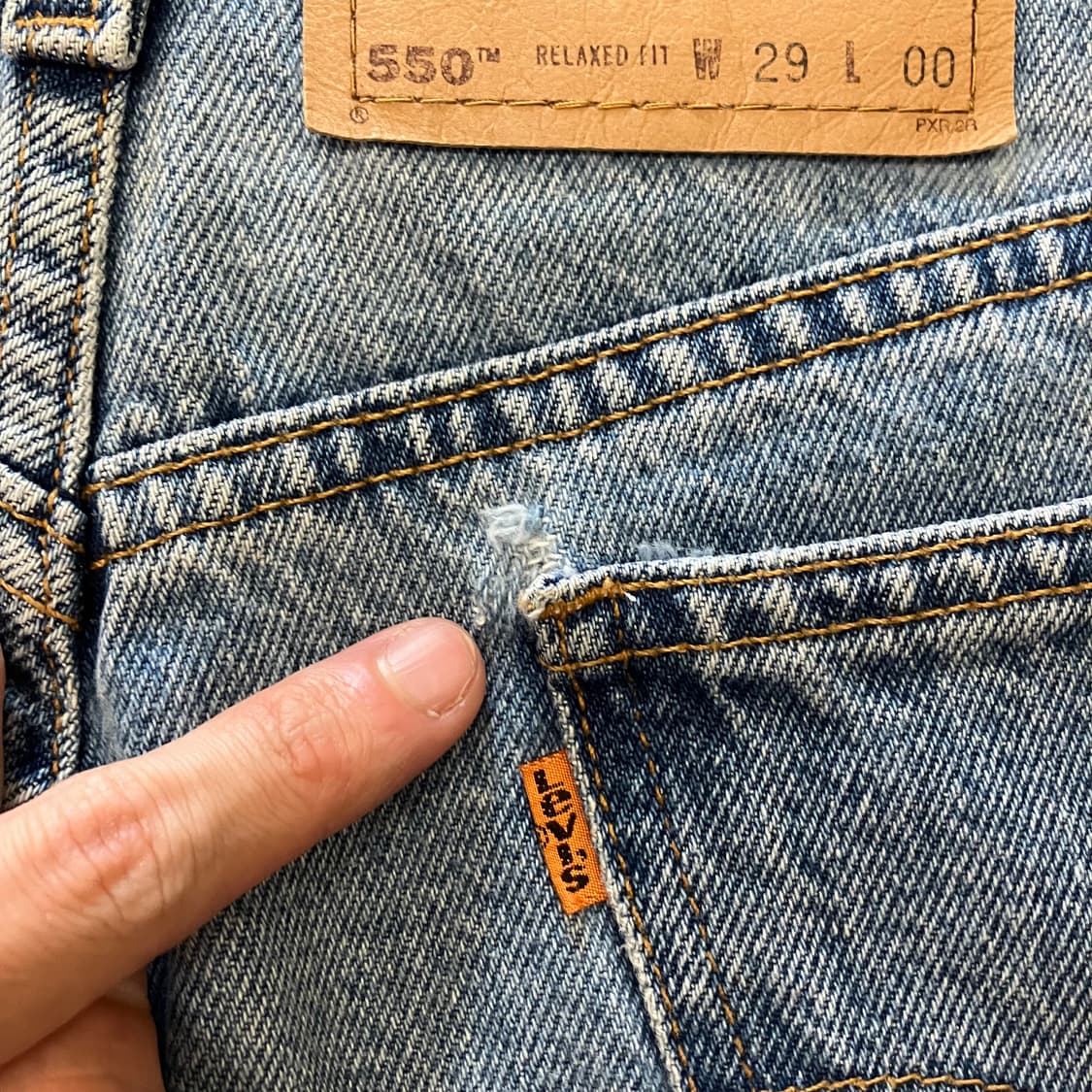 N310 90s 리바이스 550 데님 쇼츠 반바지 오렌지탭 상품이미지8