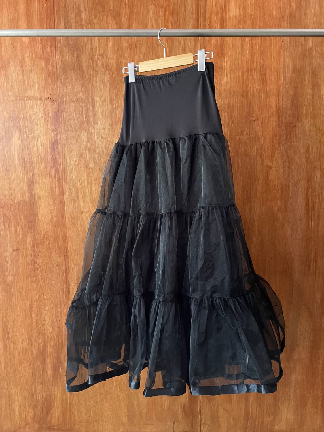 Black organza tiered long skirt 상품이미지2