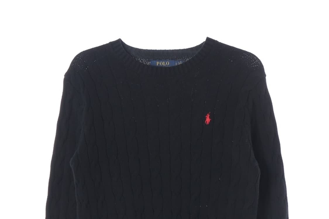 폴로 랄프로렌 케이블 니트 코튼 스웨터 블랙 S 상품이미지3