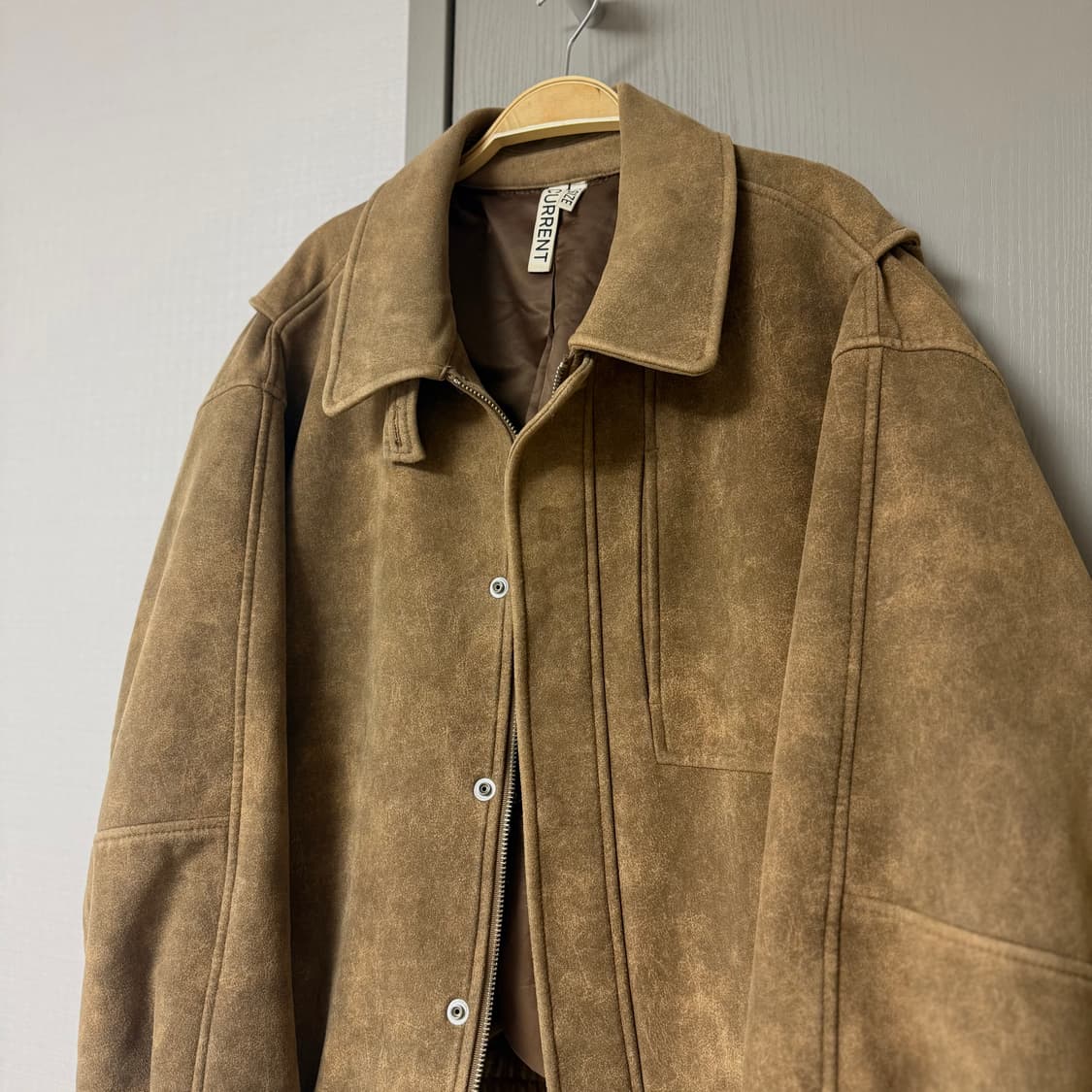 CURRENT 커렌트 빈티지 스웨이드 봄버 자켓 — 카멜 상품이미지3