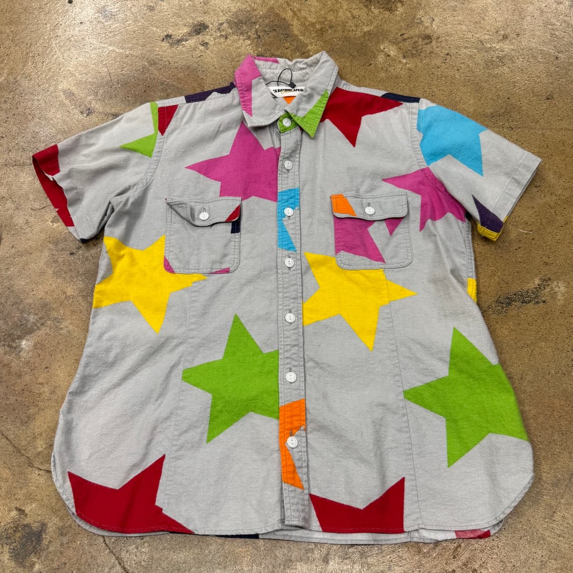 베이프 그레이 레인보우 스타 별 반팔 셔츠  상품이미지2