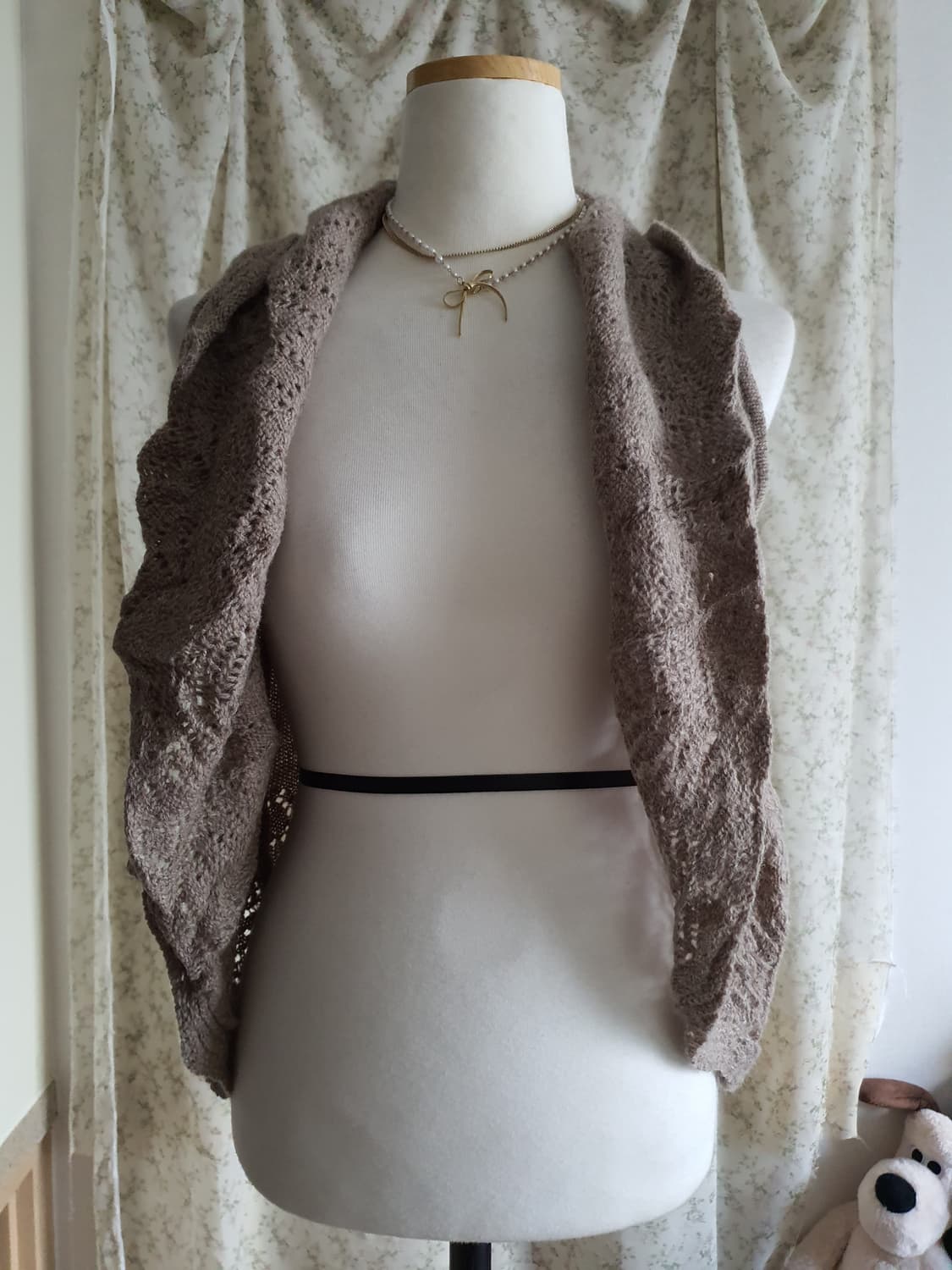 [모리걸] 니트 숄 가디건 브라운 색상 상품이미지1