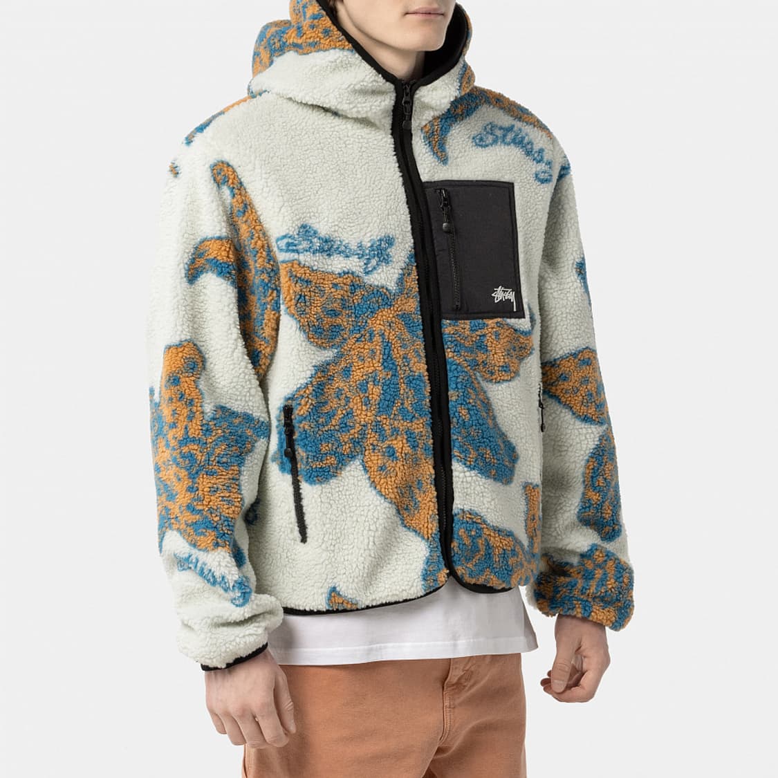 22SS 스투시 플로랄 쉐르파 후드 자켓 상품이미지4