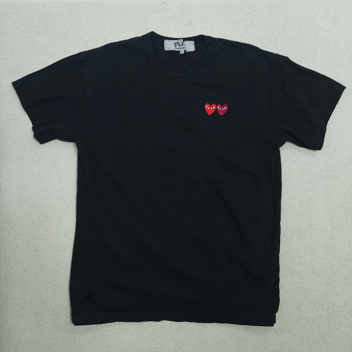 꼼데가르송 더블 하트 반팔 XL 블랙 상품이미지1