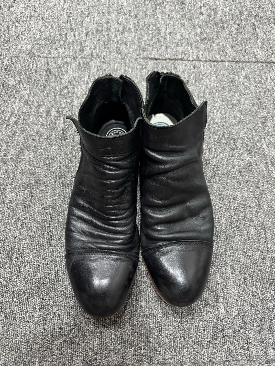 빈티지 블랙 카우하이드 토캡  풀온 앵글 부츠 270 구이디 상품이미지6