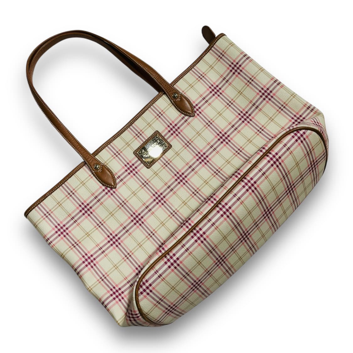 빈폴 PVC 핑크 체크 빈티지 소가죽 숄더백 상품이미지3