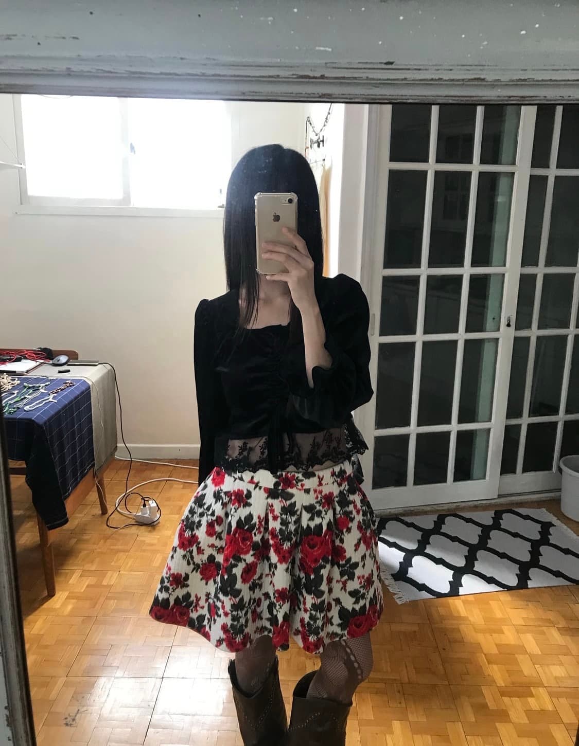 vintage velvet lace top 상품이미지2