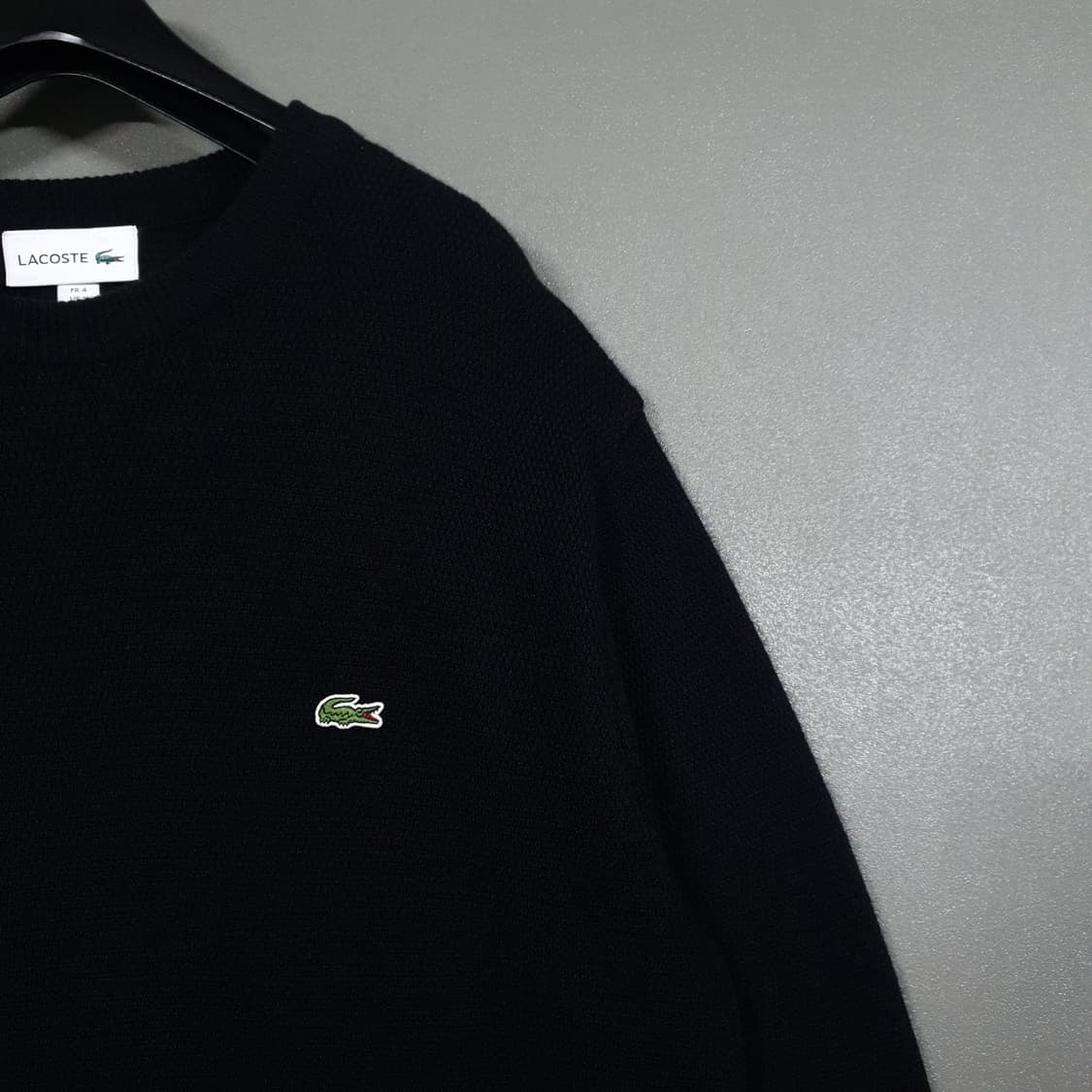 100) 라코스테 신형 크록 라운드넥 풀오버 니트 스웨터 블랙 상품이미지3