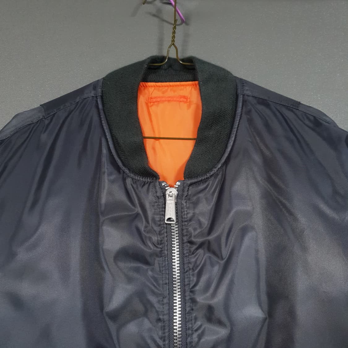 실측 XL) 로스코 리버서블 양면 MA-1 항공점퍼 자켓 건메탈 오렌지 상품이미지3