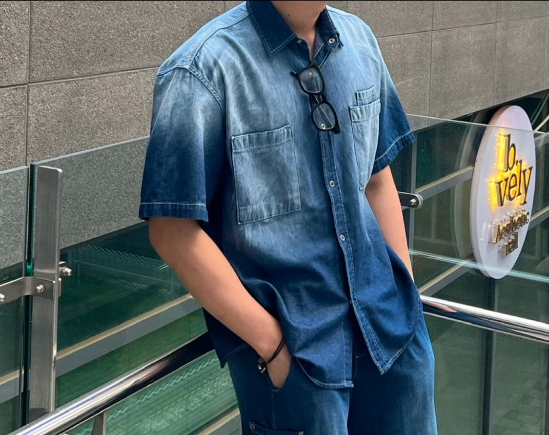 데님 셔츠 105 & 와이드 팬츠 셋업 32 세미오버핏 상품이미지1