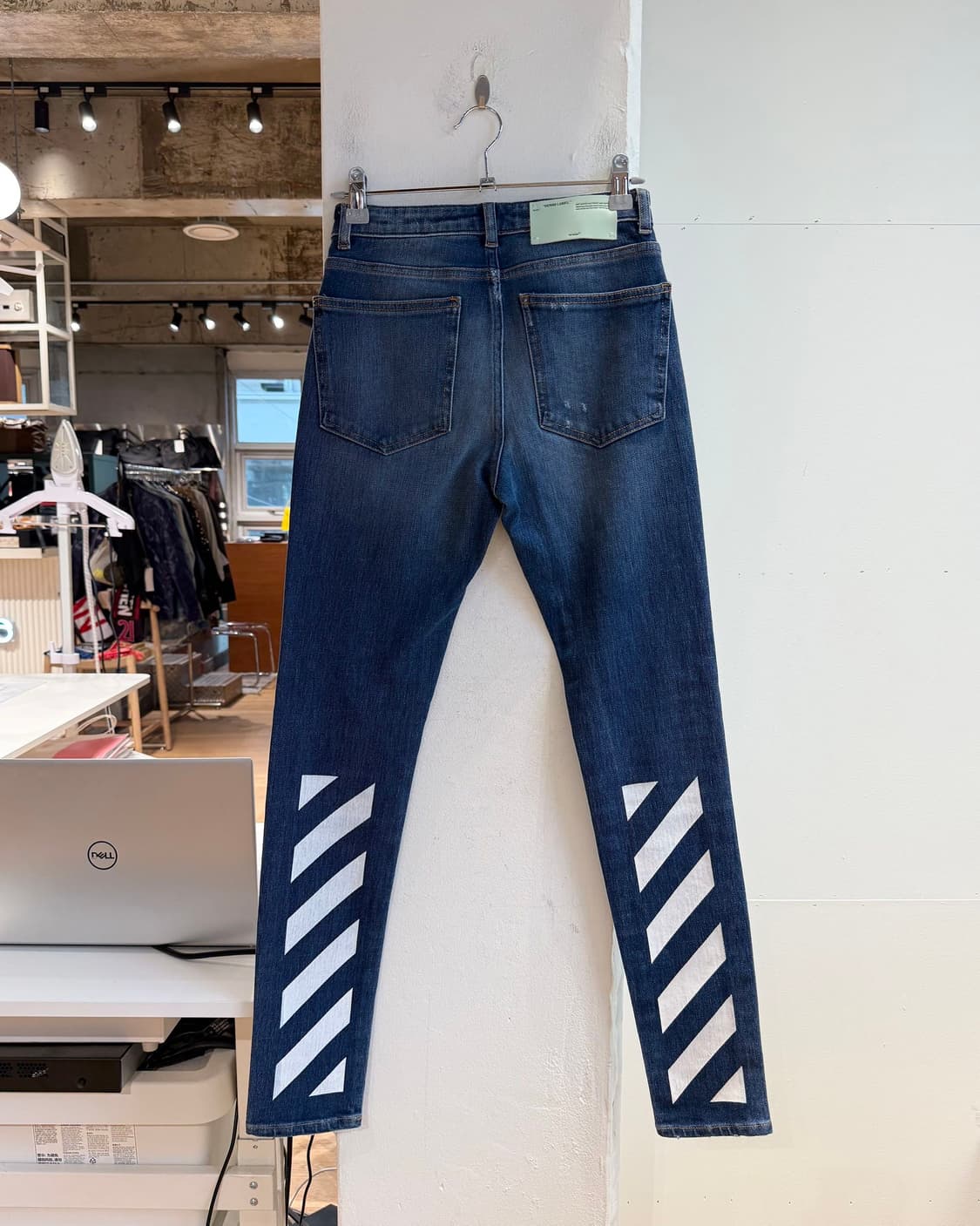 오프화이트 데님 스트레치 스키니 팬츠  상품이미지5