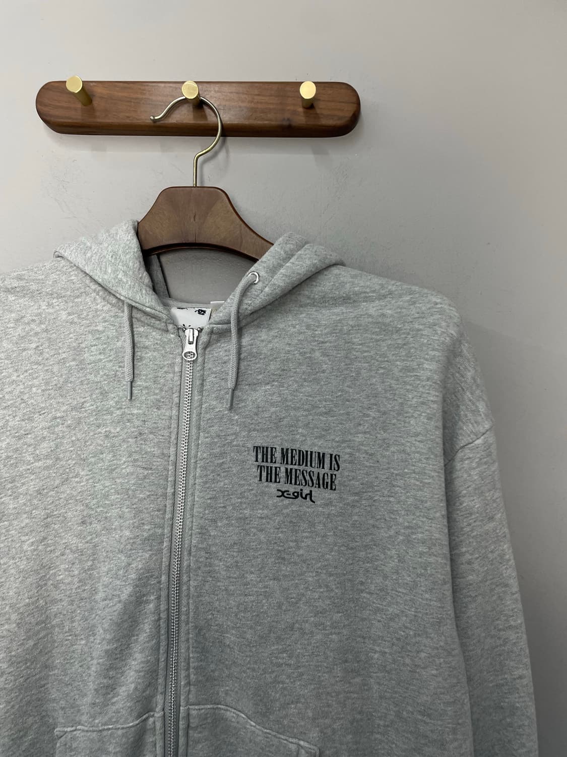 X-girl 빈티지 프린팅 그레이 후드집업 H2580 상품이미지3