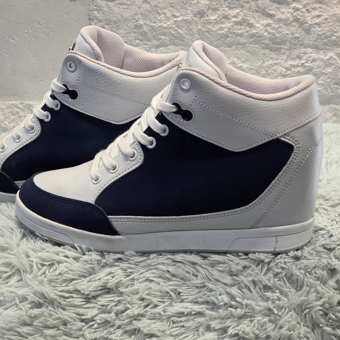 2q-12:스코노 하이탑키높이(5-6cm)스니커즈 화이트네이비 (245) 상품이미지2