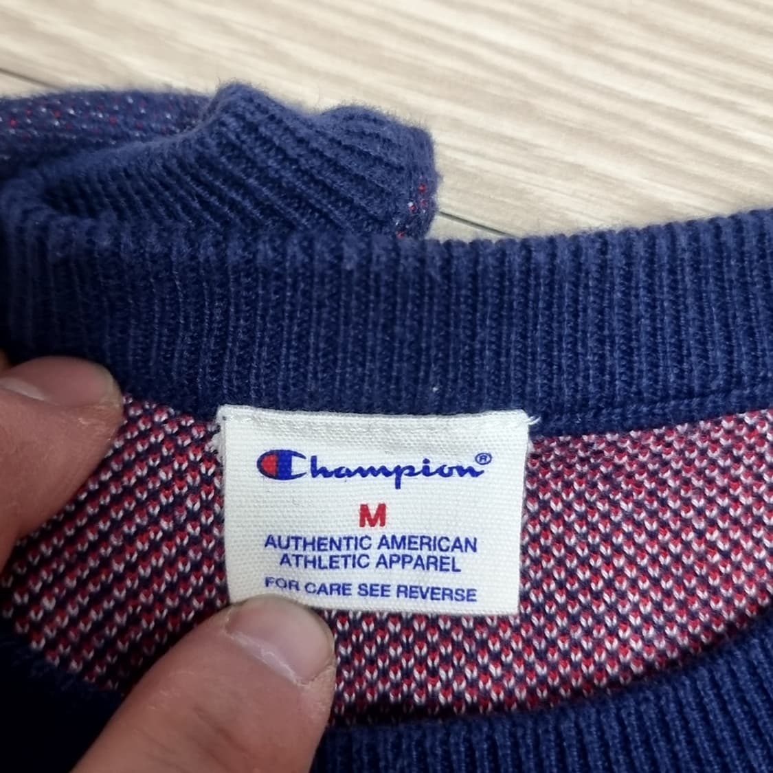 일본제 빈티지 챔피온 네이비 스트라이프 니트 스웨터(95-100) 상품이미지4