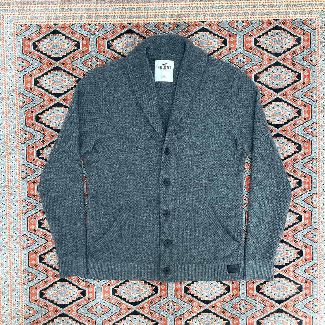 홀리스터 차콜 그레이 코튼 숄카라 니트 가디건 남성M 상품이미지1