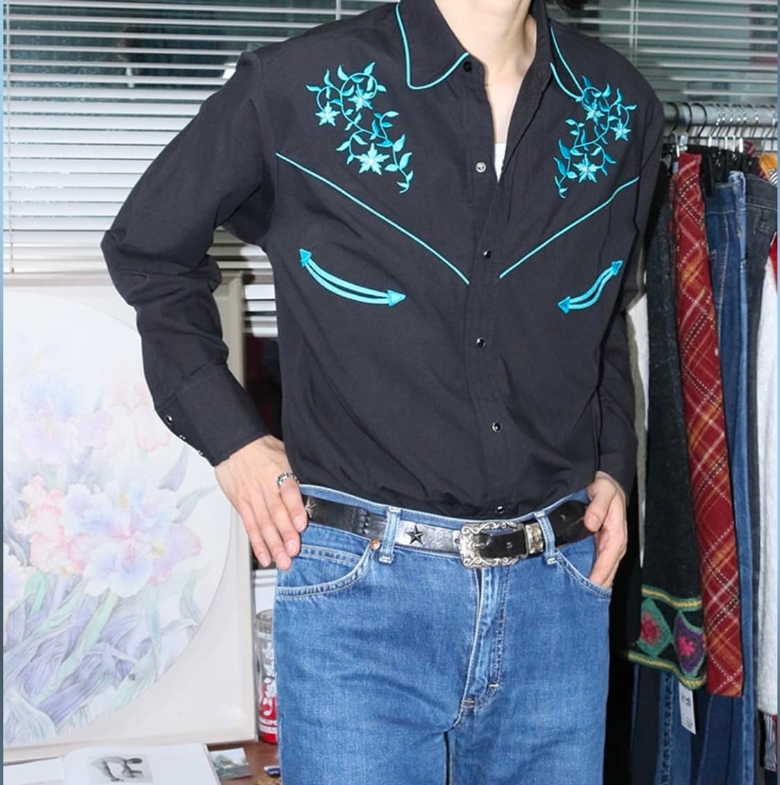 웨스턴 셔츠 블랙 M 상품이미지2