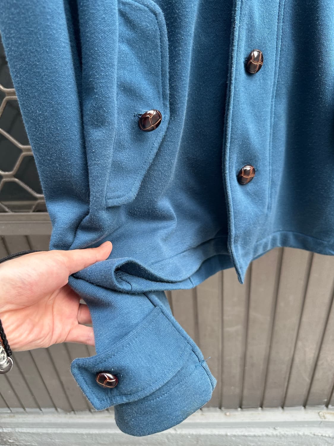 Chatty teal high neck horn button jacket 상품이미지3