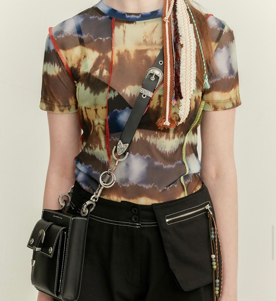 앤더슨벨 funky inside out 메쉬 티셔츠 탑 상품이미지3